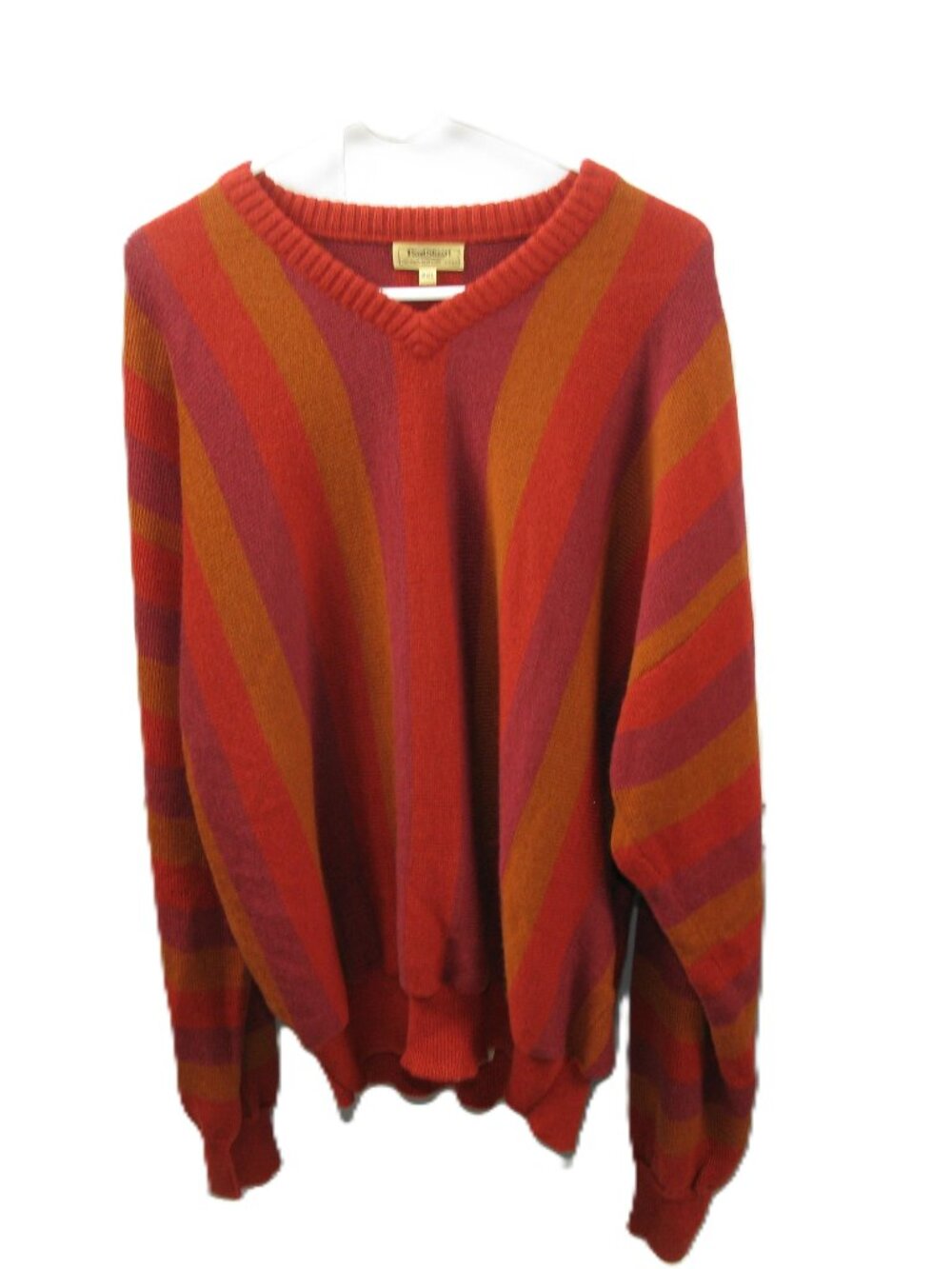 Paul Stuart NWOT 100% Baby Llama Wool Striped V-Neck Sweater Size XXL